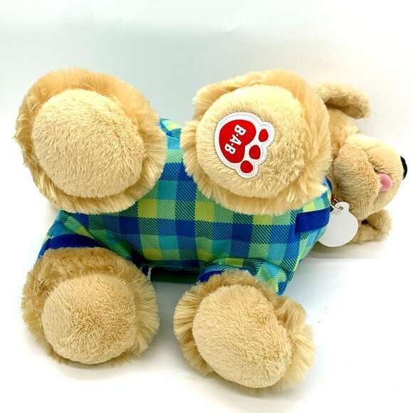 Build-A-Bear Promise Pets Golden Retriever Plush Dog w Buffalo Plaid Sleeper - Picture 6 of 9